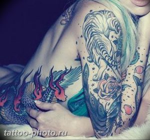 фото тату тигр и дракон 07.12.2018 №068 - tattoo tiger and dragon - tattoo-photo.ru